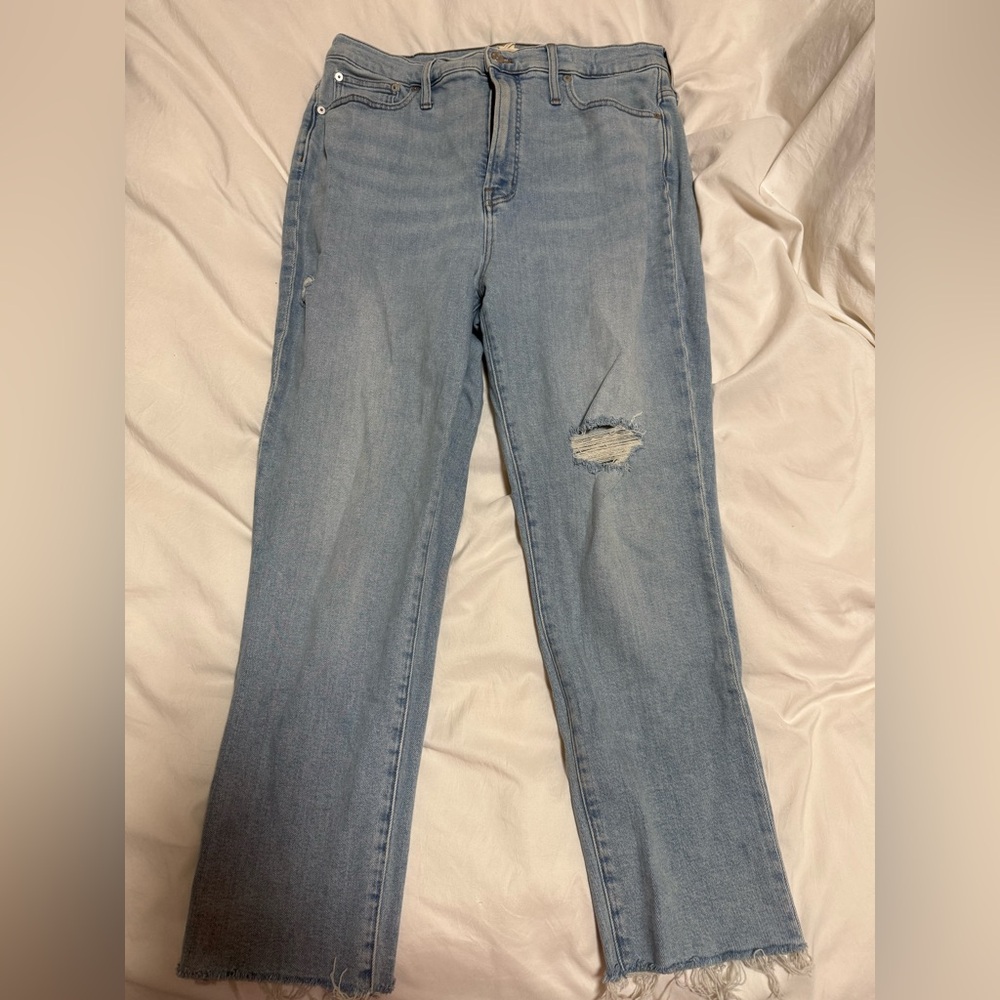 Madewell Light Blue Distressed Perfect Vintage Straight Leg Jeans